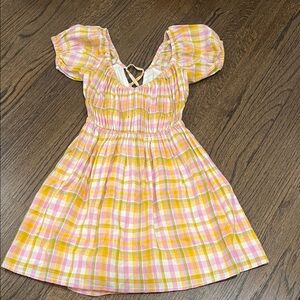L*Space Pink and Yellow Plaid Mini Dress